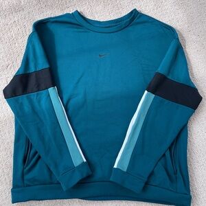 Nike Women's Therma Teal Colorblock Training Crew Pullover #BV4970 Size L